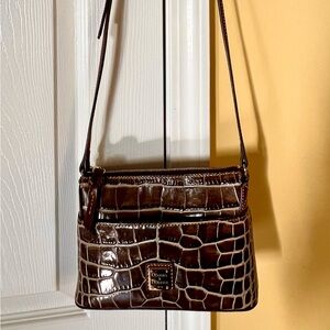 Dooney and Bourke Ginger crossbody in brown croco leather